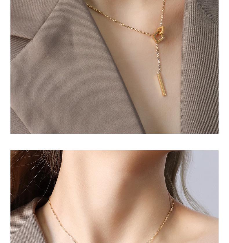 Minimalist Geometric Square Tassel Necklace - Titanium Steel Clavicle Chain, Style P819