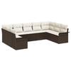 Set de Canapés de Jardin 9 Pièces avec Coussins en Poly Rotin Marron, Canapé de Jardin 2 Places avec Rangement &amp; Coussins 3354187