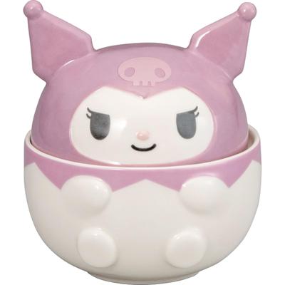 Sanrio 3D Bowl with 13 X Character "Round Kuromi" Lid, Approx. 400ml, Approx. 13cm, Tableware, Purple, San4556-4