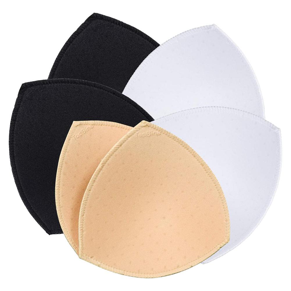 3 Pairs Womens Removable Cups Bra Inserts Pads Swimsuit Insert Breathable Pads Triangles Sponge Underwear Bikini Replacement Pad