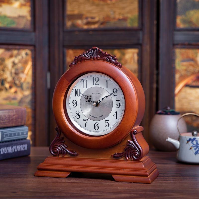Retro Table Clock Wooden Desk Watch Aesthetic Luxury Bedroom Tabletop Clocks Silent Living Room Desktop Watches Home Decoration