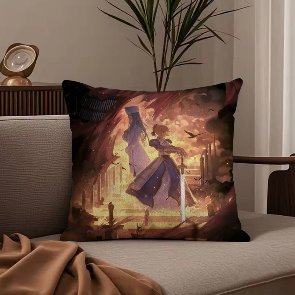 

F-Fate Night S-Saber Pillow Case Anti-dustmite Pillowcase Invisible zipper silky short plush Sofa cushion cover 30X30cm
