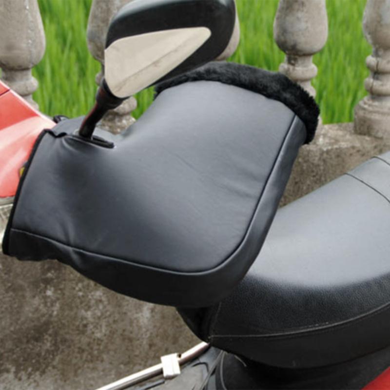 1 Pair Leather Motorcycle Handle Cover Scooter Handlebar Gloves Windproof Waterproof Motorbike Handle Bar Hand Cover Muff Winter
