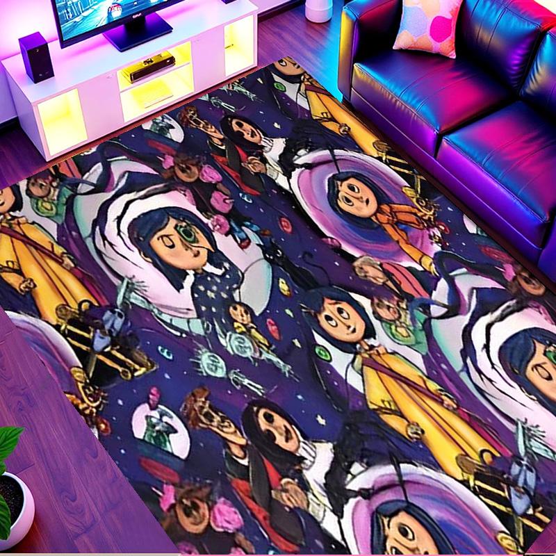 Coraline Print Rug, Washable Floor Carpet, For Entryway Dorm Laundry Room Office Study, Home Decor Birthday Christmas Gift