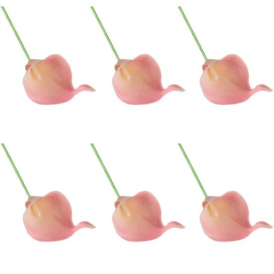 6Pcs Artificial Common Callalily Realistic Fake Flower Branch Home Office Wedding Party Indoor Outdoor Faux Bloom Plants Decoration