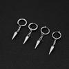 Silver Color Chain Pointed Cone Dangle Earring Stainless Steel Hoops Earrings For Women Men Punk Jewelry Ear Piercing Pendientes