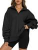 Women's Half-Zip Fleece-Lined Sweatshirt: European and American Autumn/Winter Casual Long Sleeve Top