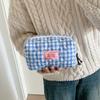 Cloth Korean Plaid Stationery Bag Pen Bag Pencil Pouch Plaid Heart Pencil Case  Kids Children