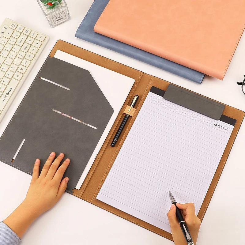 Leather Clip Board Notebook Conference Folder Writing Case With Closure Business Folder Multifunctional For Bag Storage