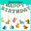 Kit Decorazioni Festa a Tema Dinosauri con Striscione e Decorazioni a Spirale per Festa di Compleanno dei Bambini
