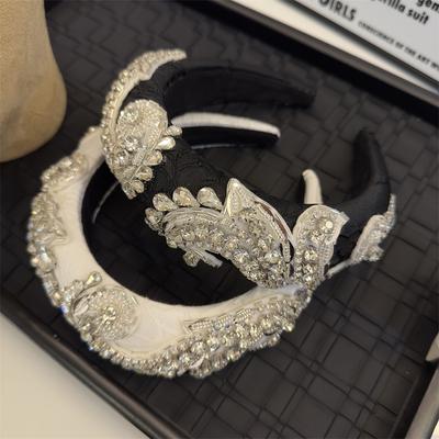Shiny Full Rhinestone Headbands Blue Green Black Color Hairbands Wide Headwear for Women Hair Accessories Jewelry Gifts