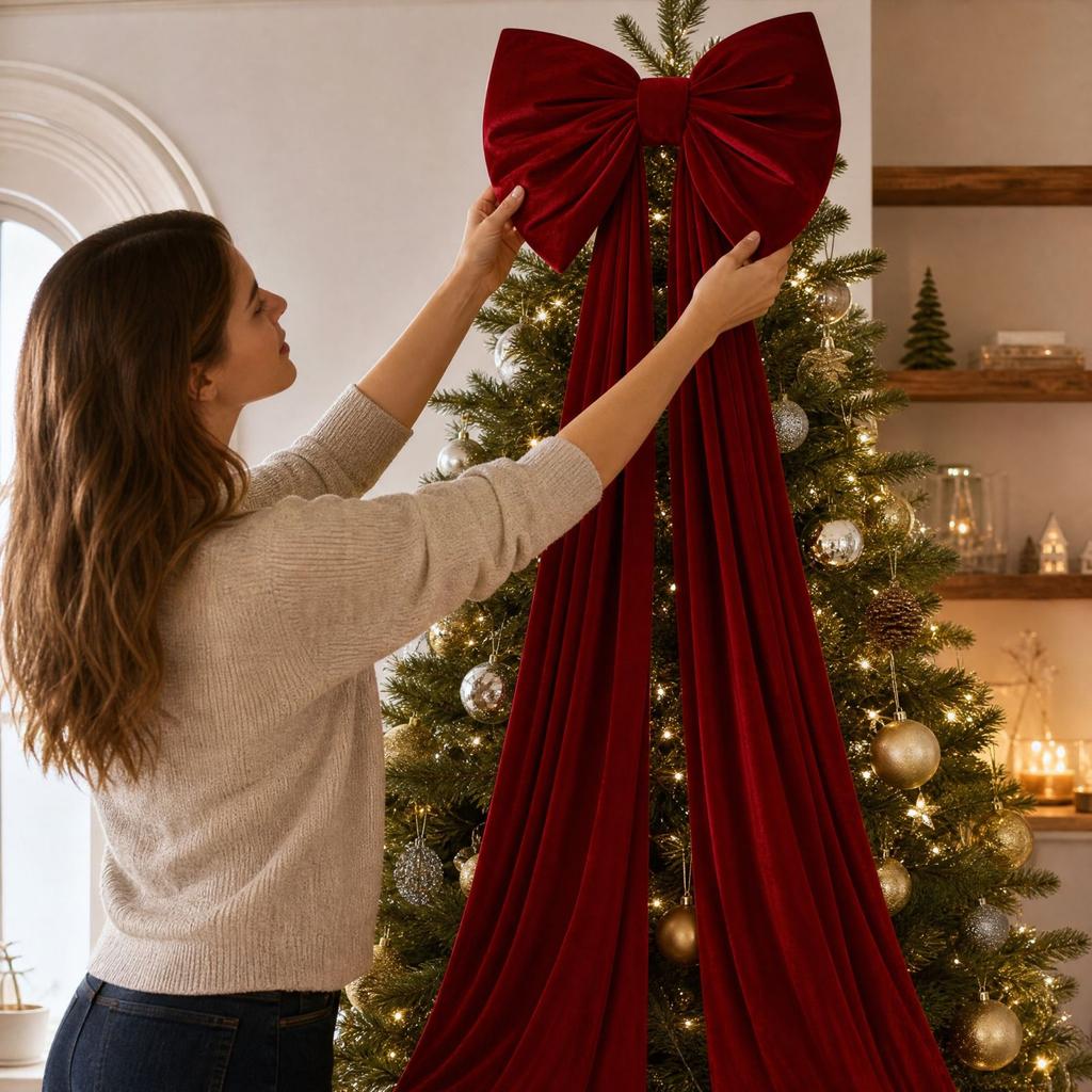 Große samtene Weihnachts-Hängedekoration für den Feiertagsbaum, Kranz und Heimdekoration