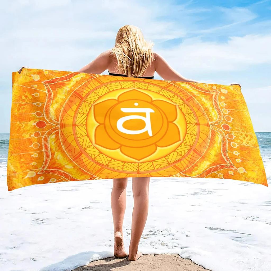 Seven Chakras Beach Towel Microfiber Sand Proof Swimming Cover Quick Dry Bath Towels for Pool Travel Yoga Sport Camping Spa Gym