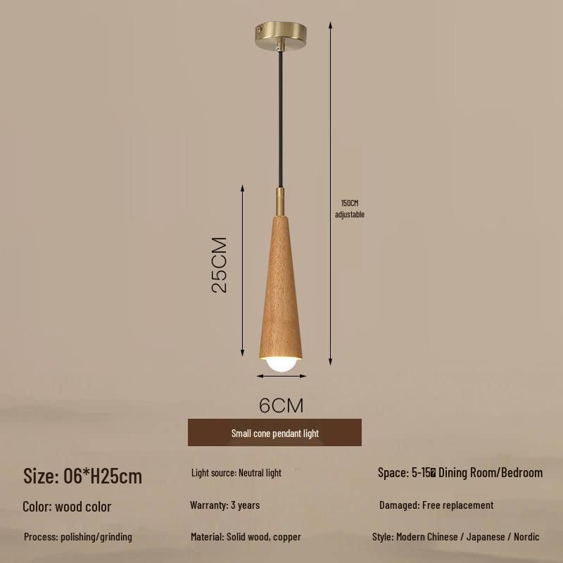 Pre-Owned Nordic Minimalist Walnut Pendant Light for Bedside, Dining, Bar, Display, or Restaurant