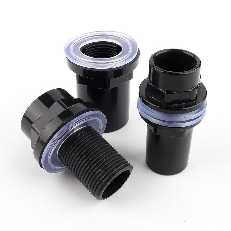 1pcs Avaliable 20-50mm PVC Pipe Fittings Aquarium Fish Tank Connector Overflow Thread Water Supply Accessories Joint