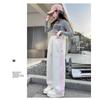 Girls Big Kids Striped Casual High Waist Wide Leg Long Sports Sweatpants