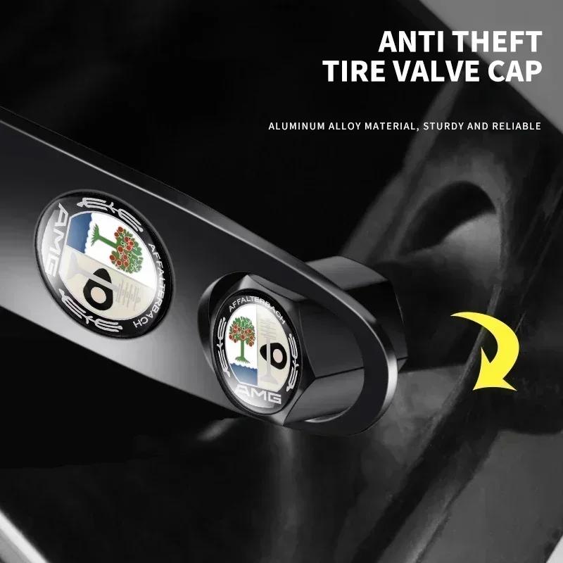 1Set Car Keychain Key Ring with Auto Tire Valve Caps Tyre Dust Cap Emblem For Mercedes Benz A B C E S GLA CLA GLC GLE X23 AMG
