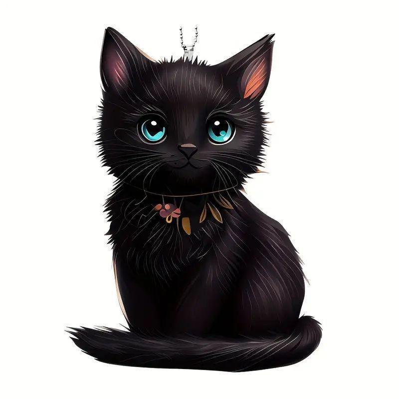 

Игривый мультяшный кот 2d акриловый автомобильный кулон для привлекательного украшения интерьера