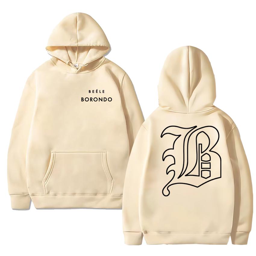 Hot Rapper BEELE Borondo Double Sided Logo Printed Black Hoodies Unisex Vintage Hip Hop Streetwear Men Women Fleece Sweatshirt