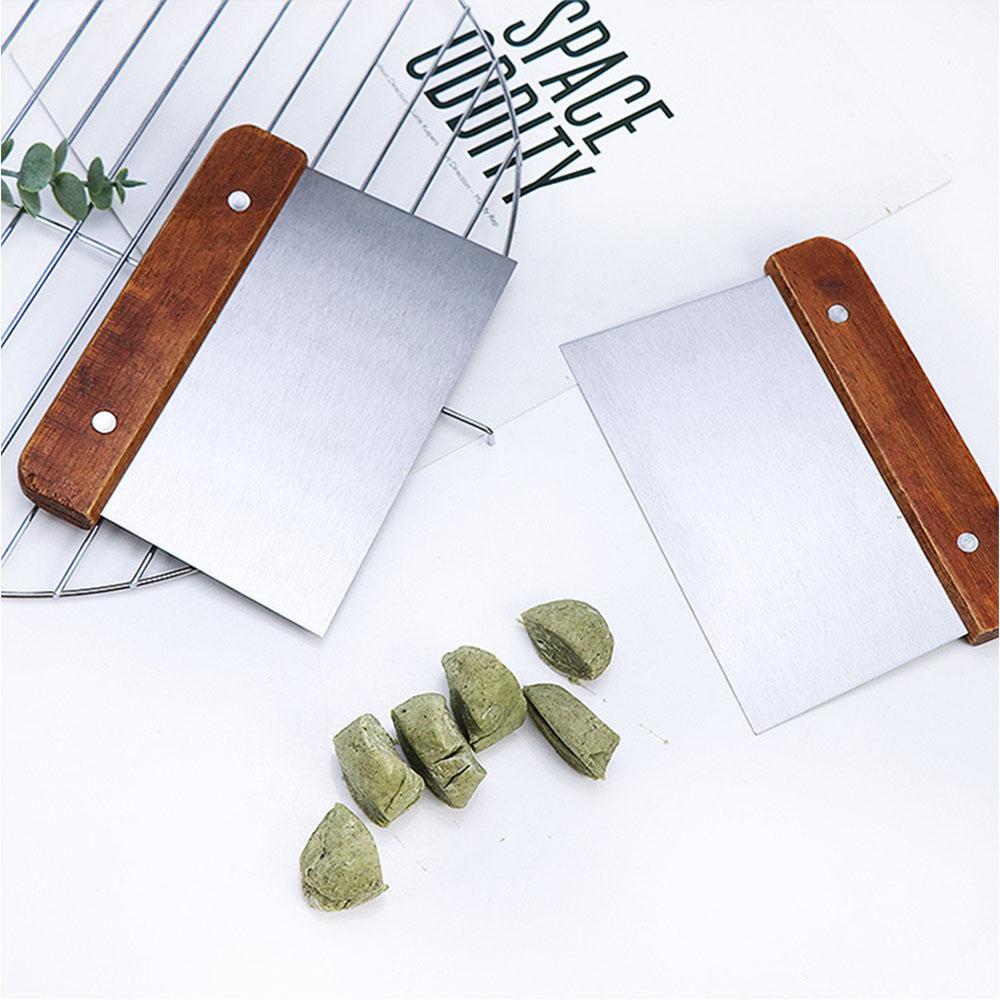 Stainless Steel Pastry Chopper with Wood Handle - Dough Scraper for Baking