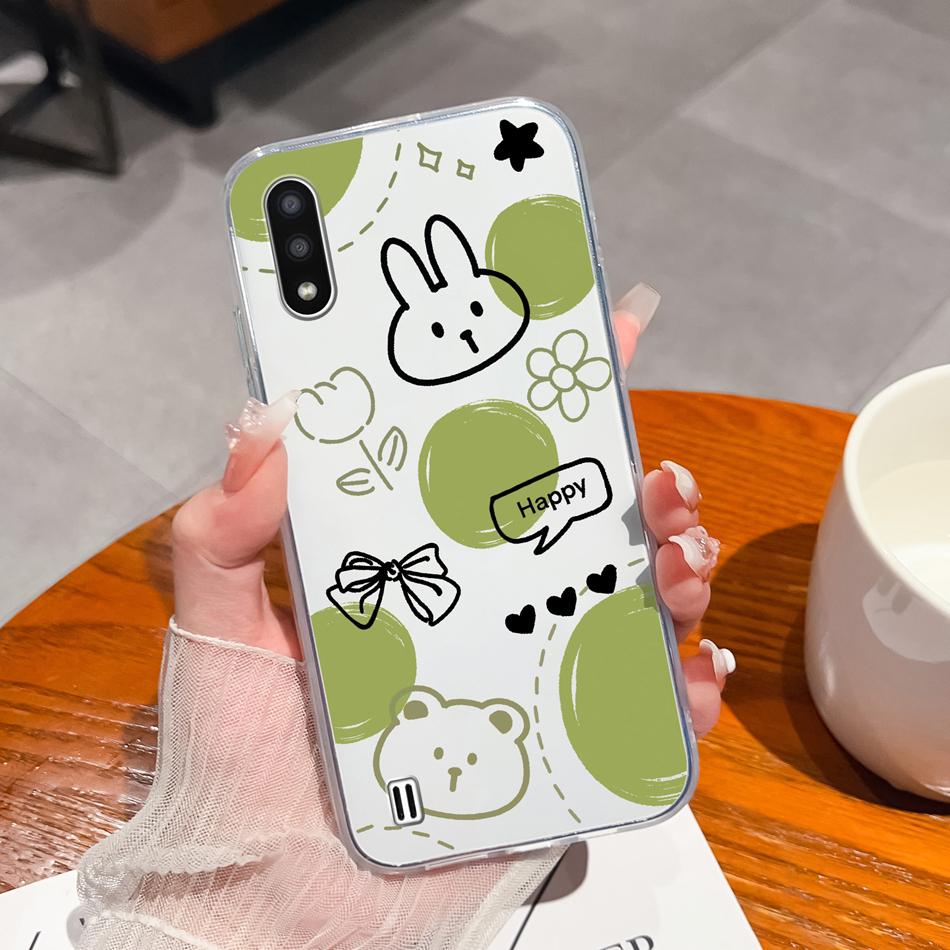 For Samsung Galaxy A01 M01 Core Case Gradient Flowers Soft TPU Silicone Phone Cases For Samsung A 01 M 01 Protective Back Cover