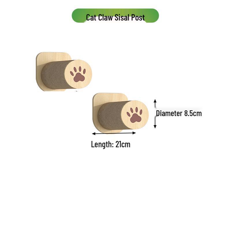 Wall-Mounted Solid Wood Cat Tree with Scratching Board and Jumping Platform