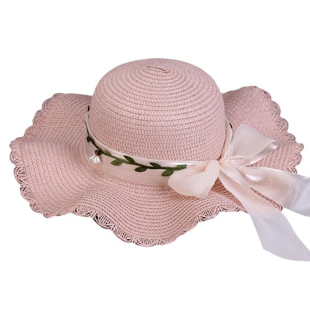 Бохо Бант Соломенная Шляпа Цветная Шляпа от Солнца Милая Шляпа Рыбака Вечеринка розовый