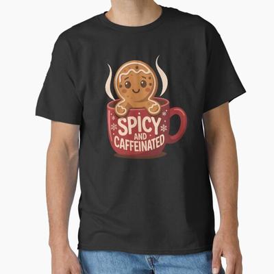 Men Casual Shirts Short Sleeves Spicy and Caffeinated Gingerbread Black Tees Oversized T-shirts