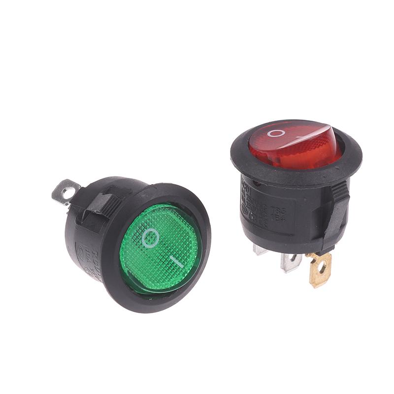 5Pcs KCD1 On/Off 3-Pin 2-Position Snap 20A 12V Red Green LED Round Boat Rocker Switch With LED Small Toggle For Car