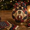Fabric Ball Craft Set Quilted Christmas Ornament DIY Kit, Patchwork Material Pack Crafting Gift for Beginner, Handmade Xmas Tree Hanging Decor Adults