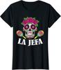 Day Of The Dead Mexican Day Of The Dead La Jefa Skull Ladies039 Crewneck T-Shirt