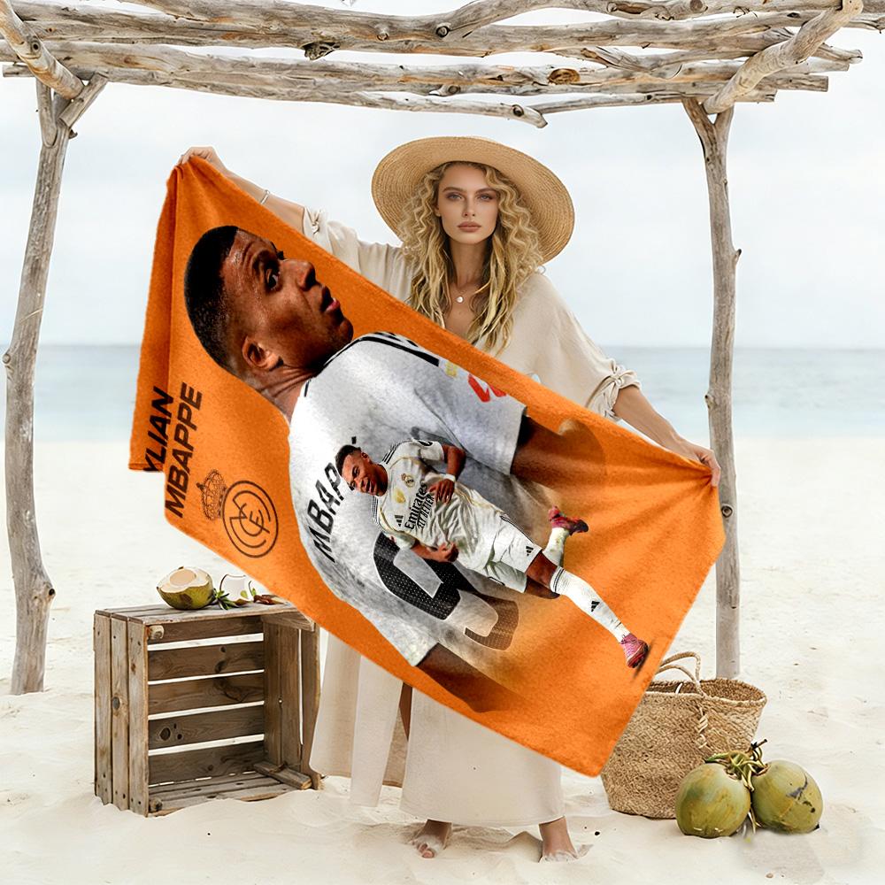 Star Player Kylian Mbappé Beach Towel High Absorbency Quick-Dry Comfortable Lightweight for Traveling Yoga Camping and Swimming