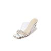 Fairy Style High Heel Transparent Cool Slippers Outer Wear Square Head Summer Beautiful Sandals Women's 2025 New