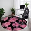 1pc PinkFloralPrint Carpet, Round Non Slip Durable Large Size Office Carpet, Suitable for Office