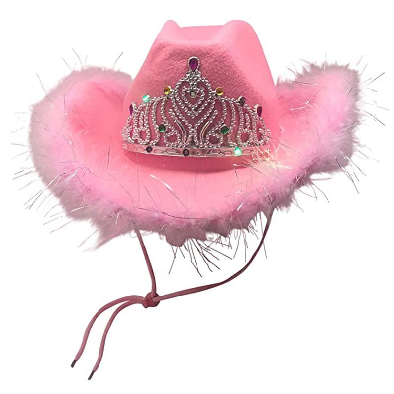 Cowboy Hat Christmas Stage Carnival Party Pink Fluorescent Colorful Cowboy Hat Compound Laser Hat Western Style Illusion