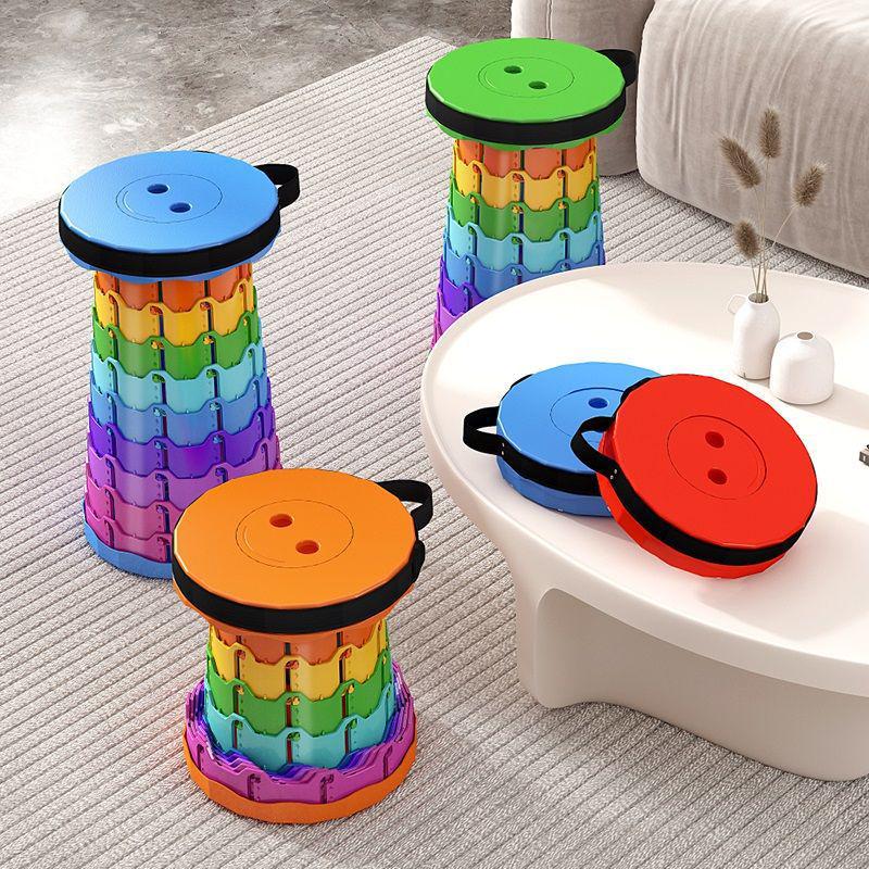 Rainbow Foldable Pocket Stool: Compact, Thickened, Telescopic, Indoors/Outdoors Use.