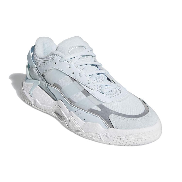 Adidas Originals Niteball 2.0 Leather Comfortable Non-Slip Durable Low-Top Lifestyle Shoes Women Sneaker Light-Blue GW0883