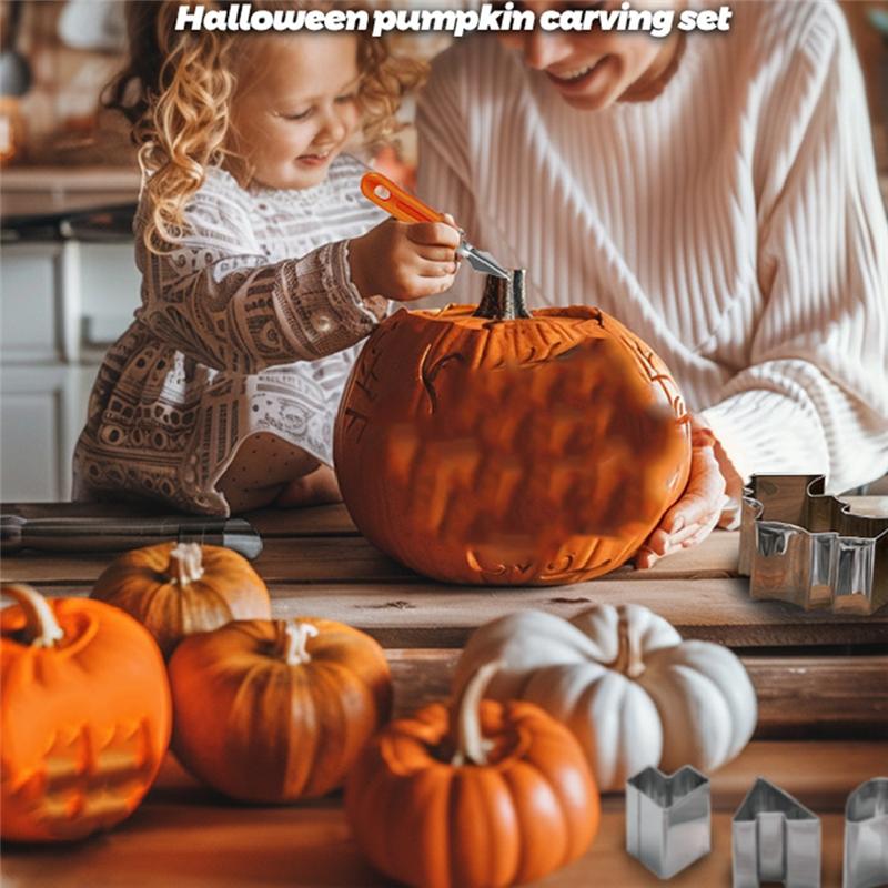 Kürbis schnitzwerkzeug Set 13 Teile DIY Halloween Schnitzset Schablone Enthält Alle Benötigten Materialien