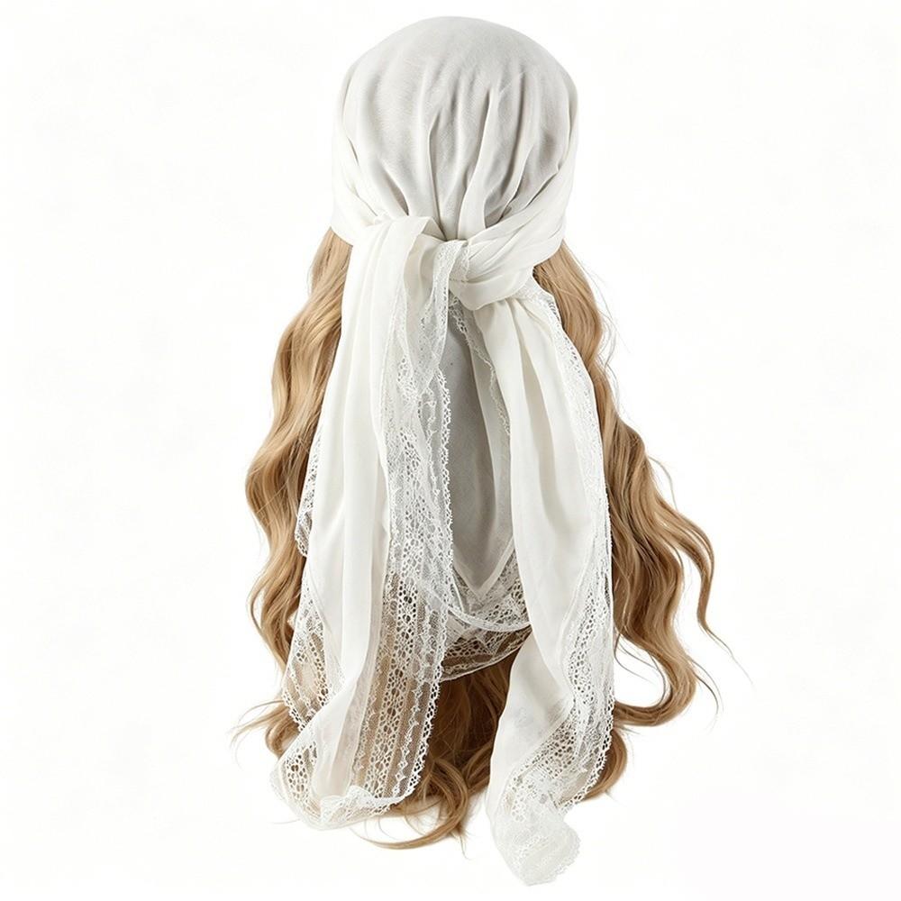 Square Shape Lace Trim Scarf Breathable Sun-Protection Shawl Fashion Bohemian Scarf