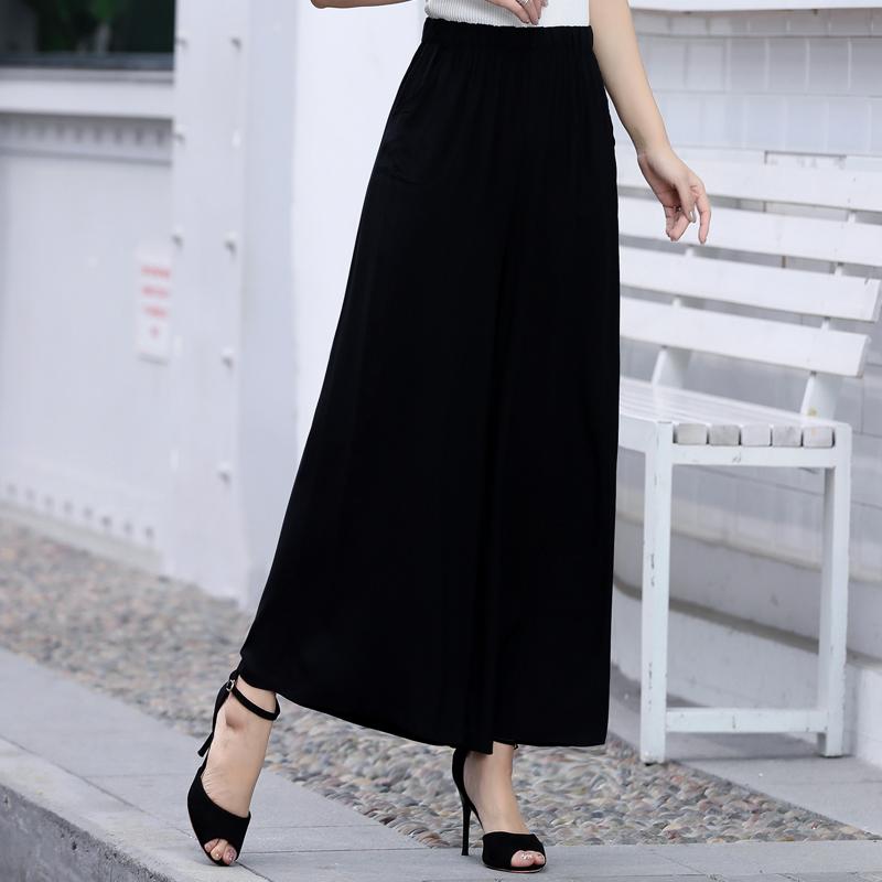 Summer Wide Leg Pants Women Clothes Casual Elastic Waist Plus Size High Waist Trousers Summer Bottoms