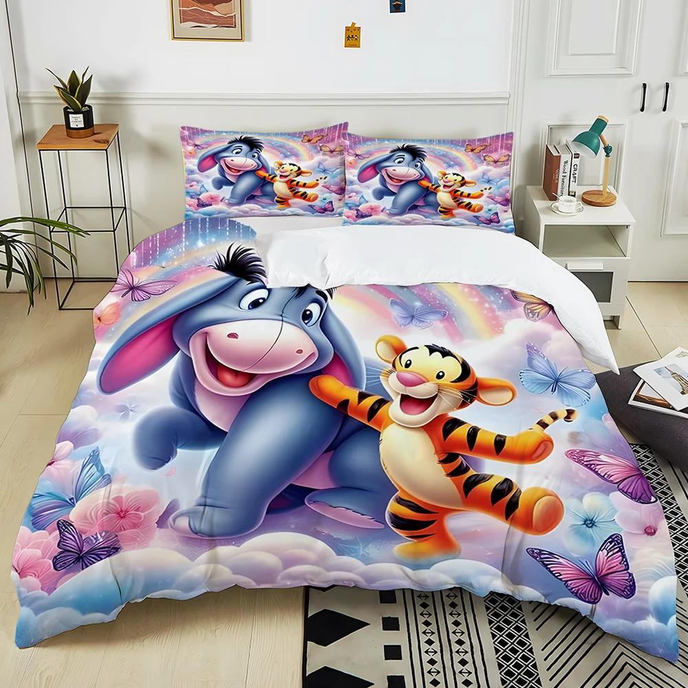 Winnie The Pooh Eeyore Printed Bedding Set 3Pc 1 Duvet Cover 2 Pillowcases Adult And Children Warm Soft Bedding Set Luxury Gift
