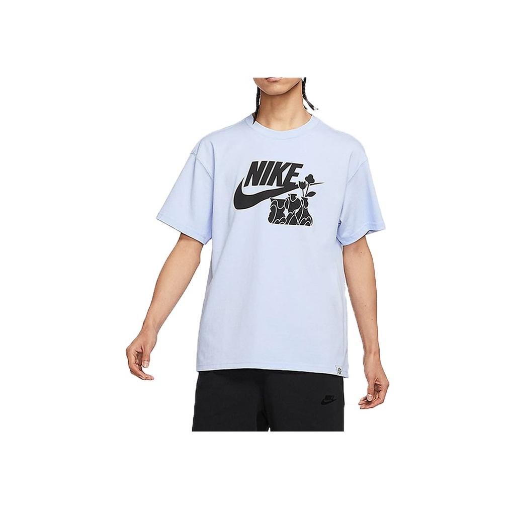 Nike Floral Letter Logo Print Casual Sports Short Sleeve T-Shirt Men Tops Light-Blue DQ1009-548