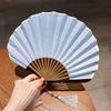 Pure Color Shell Fan Chinese Ancient Style Cotton and Linen Fan Minimalist Fresh Folding Fan Retro Portable Female for Cheongsam Summer Cool Fan