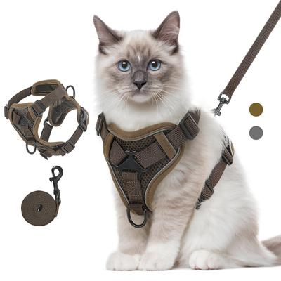 VavoPaw Cat Harness and Leash Set for Walking Adjustable Kitten Vest Harness with Reflective Strip Breathable Mesh Cat Harness