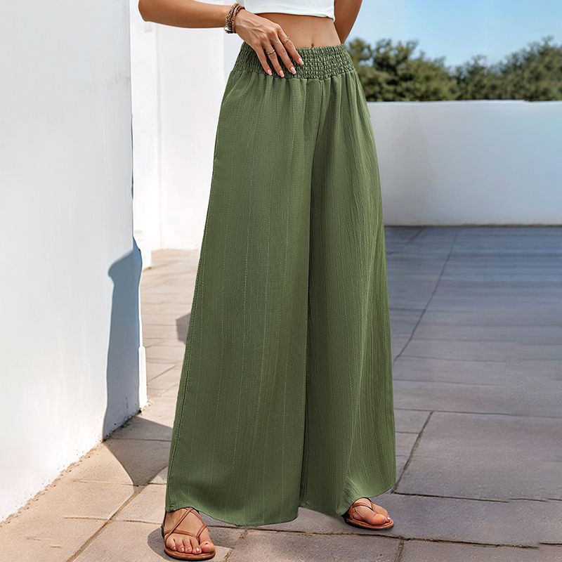 Fashion Women Trousers Ladies Pants Versatile Elastic High Waist Solid Wide Leg Pants Women