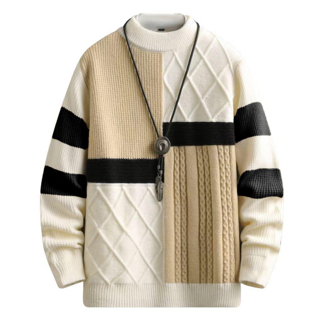 

Platilive Knit Half Thick and Winter Plus Patchwork Knit Size L Men s Sweater, Turtleneck, Warm, Sweater, Sizes, Top, Spring, Autumn, Winter, Beige,