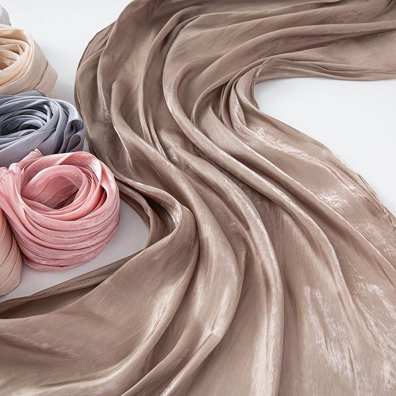 

Дышащий яркий шифоновый шарф из натурального шелка - однотонный головной платок для малайских и индонезийских дам