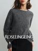 2026 Women's Loose Knit Pullover - Wool, Mulberry Silk, Cashmere Sweater with Brushed Yarn