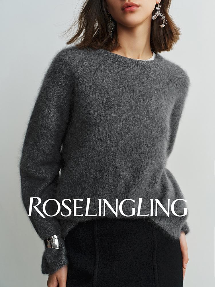 2026 Women's Loose Knit Pullover - Wool, Mulberry Silk, Cashmere Sweater with Brushed Yarn