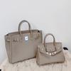 Togo eerste laag rundleer platina tas lychee patroon zilveren gesp handtas high-end slot lederen schouder crossbody dames tas